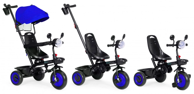 Tricycle pour enfants 3en1 avec siège pivotant, toit, bleu, ECOTOYS