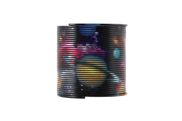 Spirale/ressort cosmique en plastique diamètre 6,5 cm 2 couleurs dans une boîte 7x7x7cm