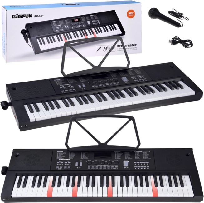 Clavier électronique 61 touches avec rétroéclairage et microphone