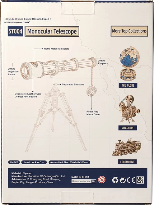 ROBOTIME Rokr Modèle en Bois de Télescope Monoculaire