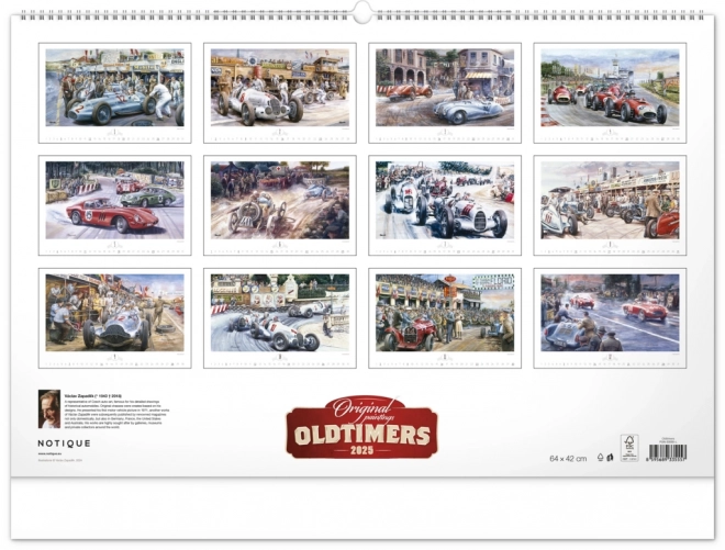 Calendrier mural NOTIQUE Oldtimers – Václav Zapadlík 2025, 64 x 42 cm