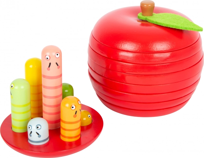 Puzzle en bois pomme avec petits vers