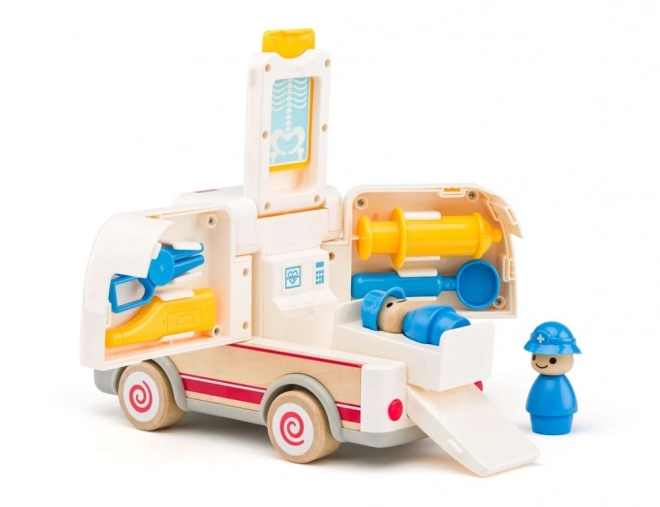 Ambulance sonore avec civière et équipement de secours