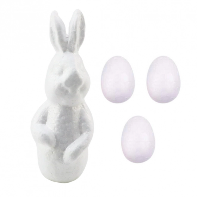 Kit de peinture d'ornements de Pâques en polystyrène Lapin et 3 œufs avec peintures