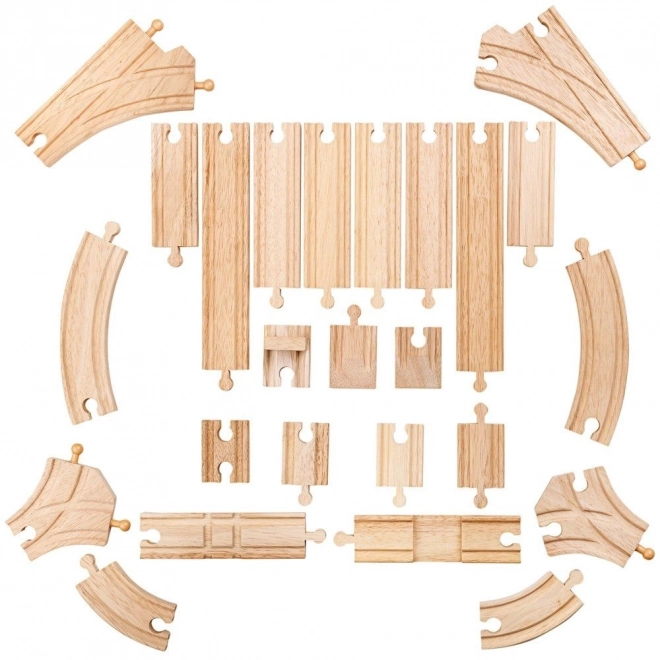Bigjigs Rail Ensemble de rails en bois 25 pièces