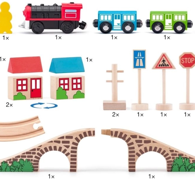 Woody Circuit de train en huit avec locomotive électrique