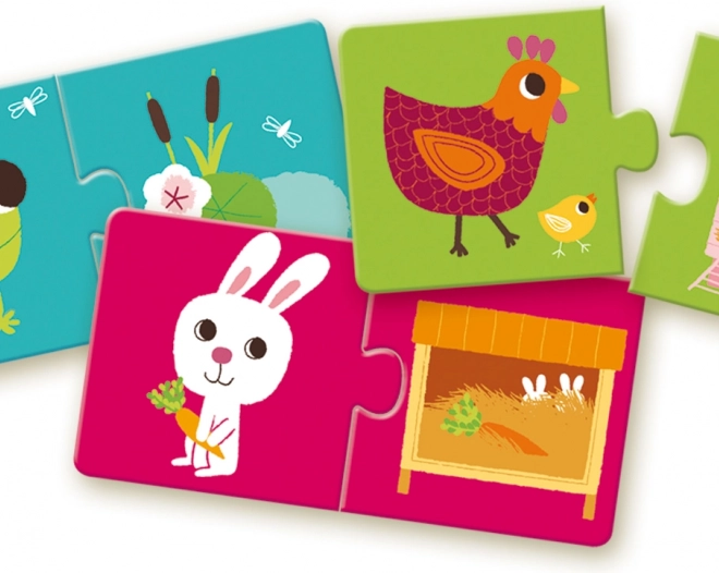 DJECO Puzzle Maison des animaux 12x2 pièces