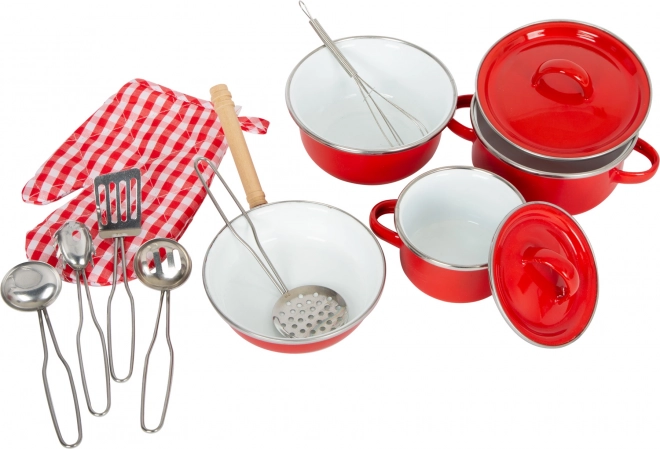 Ensemble d'ustensiles en métal rouge Small Foot pour enfants