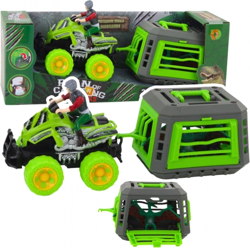 Quad avec conducteur et cage pour dinosaure