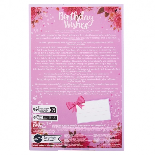 Poupée Barbie avec signature de souhaits d'anniversaire