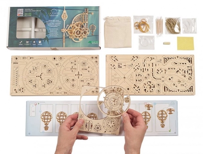 Puzzle mécanique mural en bois 3D Ugears Horloge Aero