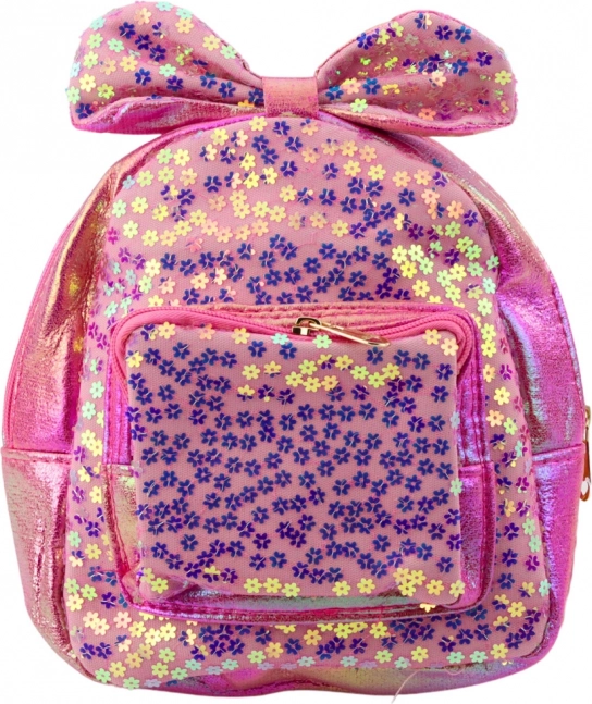 Sac à dos rose pour enfants avec paillettes et nœud