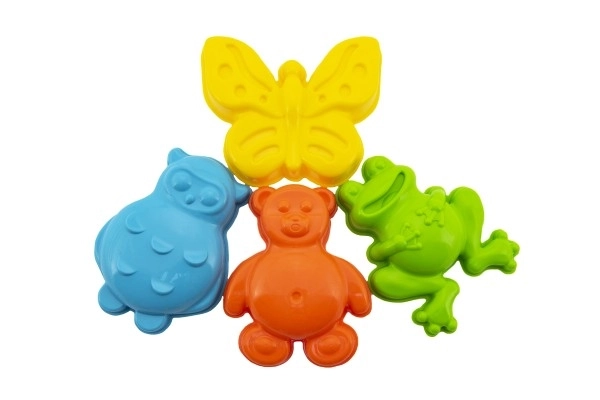 Moules Bábovky pour sable en plastique animaux 4 pcs dans un filet 12x10x8cm 12m+