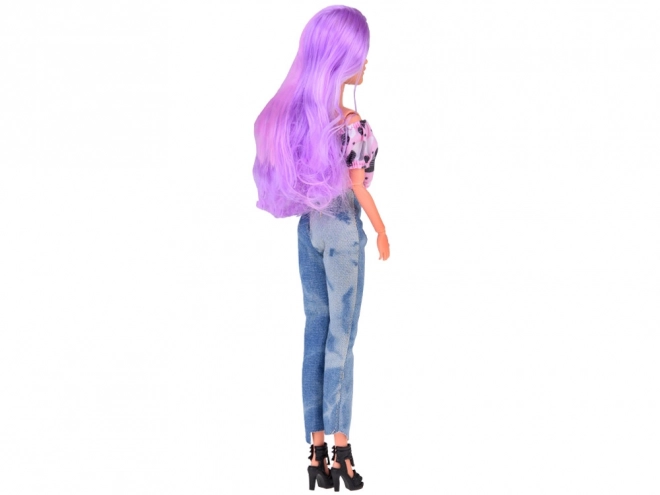 Anlily poupée avec de longs cheveux pastels en jeans
