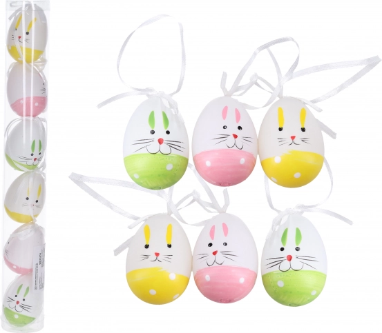 Œufs colorés décoratifs en plastique 6 cm