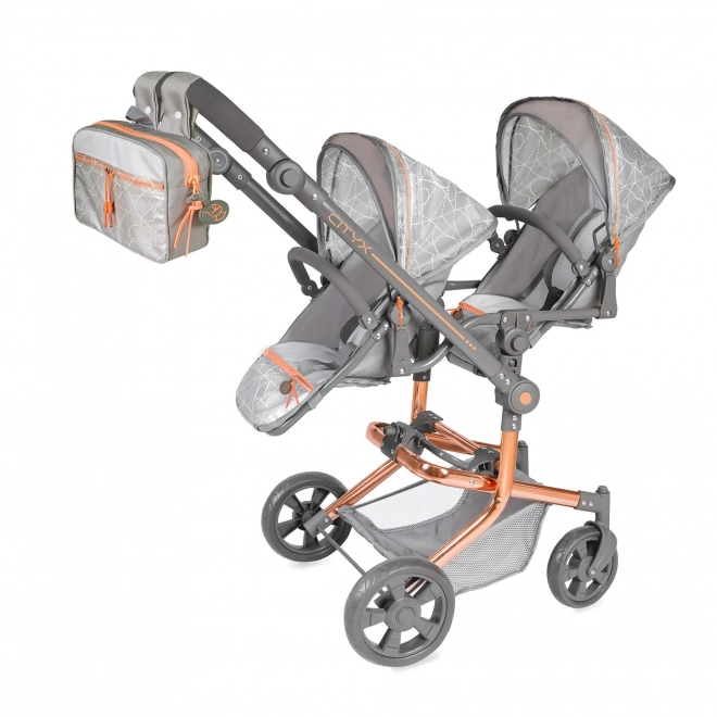 Poussette pliante pour poupées jumeaux avec sac à dos - CITY X