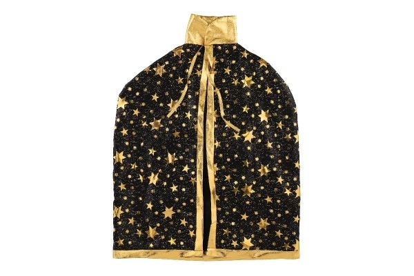 Chapeau de sorcier + cape pour enfants diamètre 38cm noir-doré en sac de carnaval