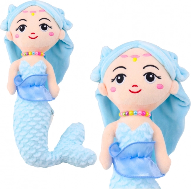 Sirène en peluche avec perles bleues 32 cm