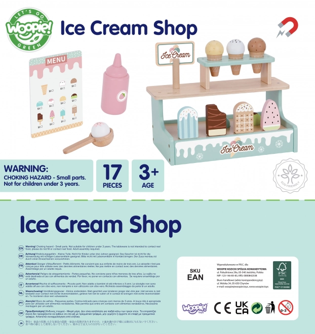 magasin de glace en bois Woopie Green, ensemble de jeu