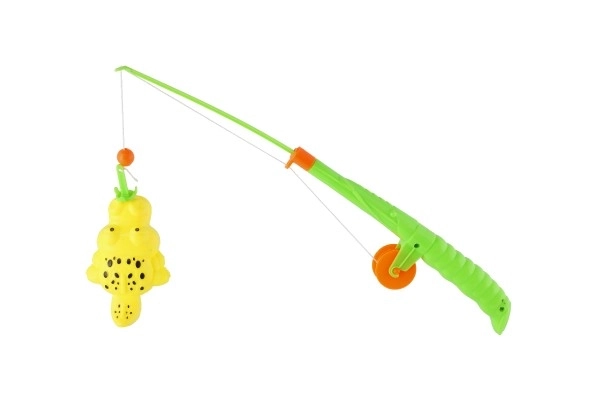 Jeu de pêche/magnétique en plastique 3pcs+canne à pêche en plastique 34cm mix de couleurs sur carte