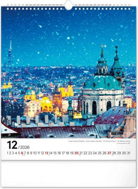 Calendrier mural Prague 2026