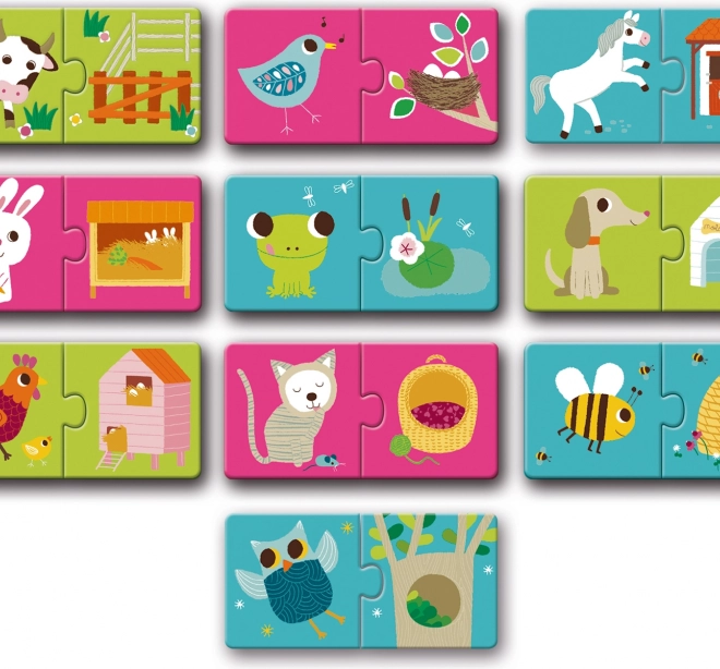 DJECO Puzzle Maison des animaux 12x2 pièces