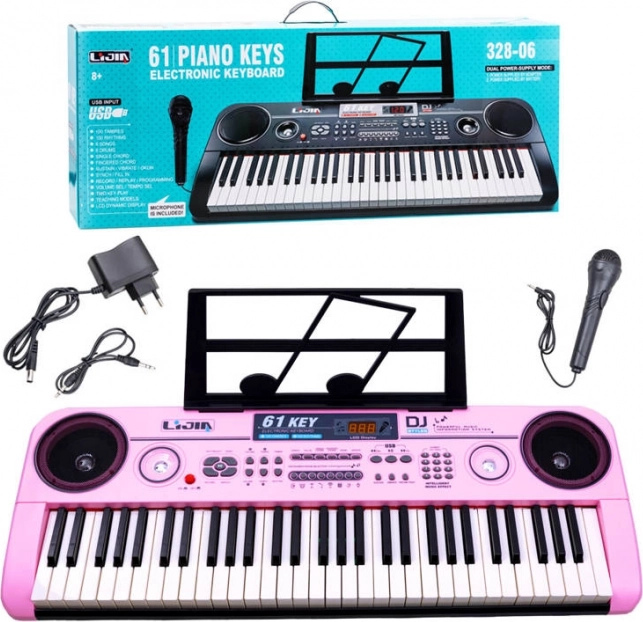 Clavier électronique 61 touches avec microphone et USB – Rose