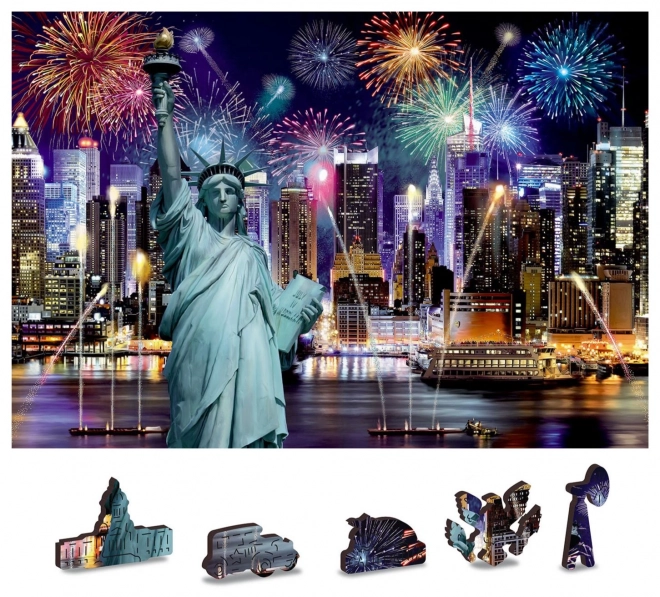 Puzzle en bois New York nocturne 2 en 1