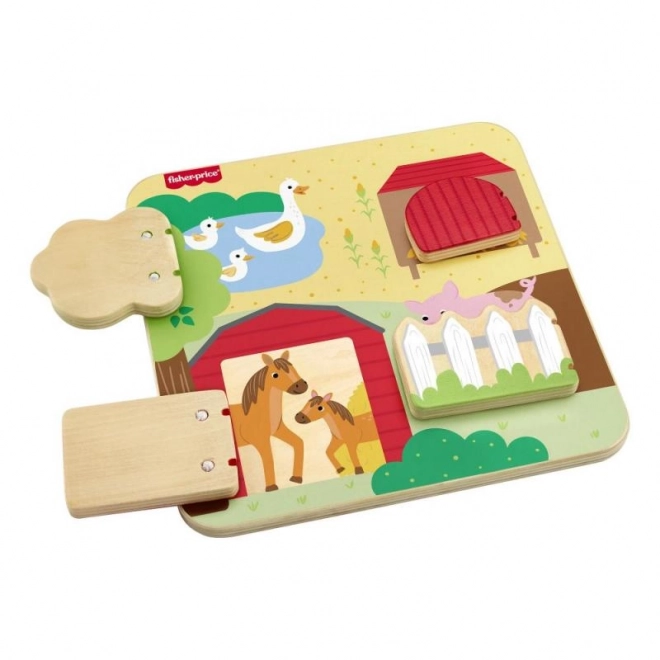Fisher-Price Jeu en Bois Cache-cache avec Animaux