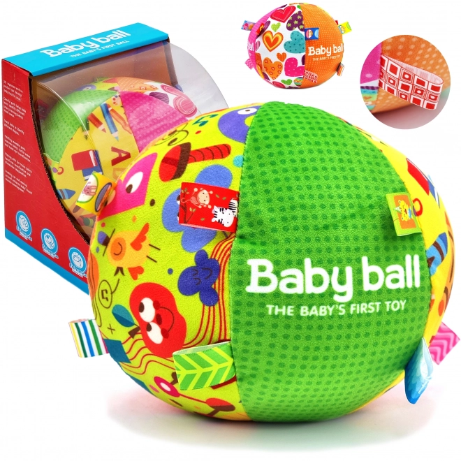 Balle douce pour bébé avec étiquettes et sons
