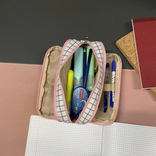 Trousse à trois compartiments - à carreaux Maaleo24514
