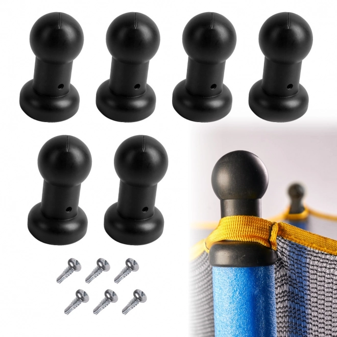 Chapeaux pour poteaux de trampoline 6 pcs noirs