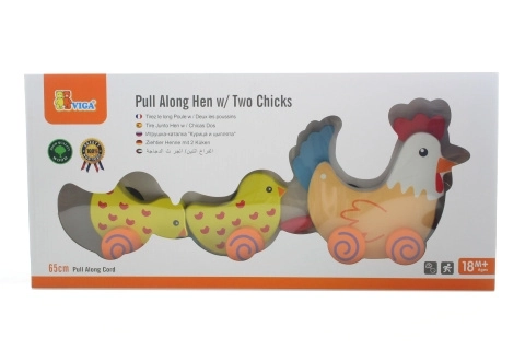 Jouet à tirer en bois - petite poule