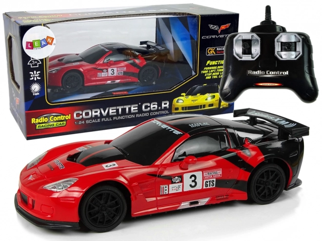 Voiture de sport R/C 1:24 Corvette C6.R rouge avec éclairage