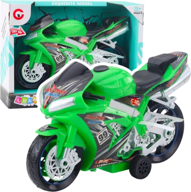 moto de course jouet verte avec lumières et sons