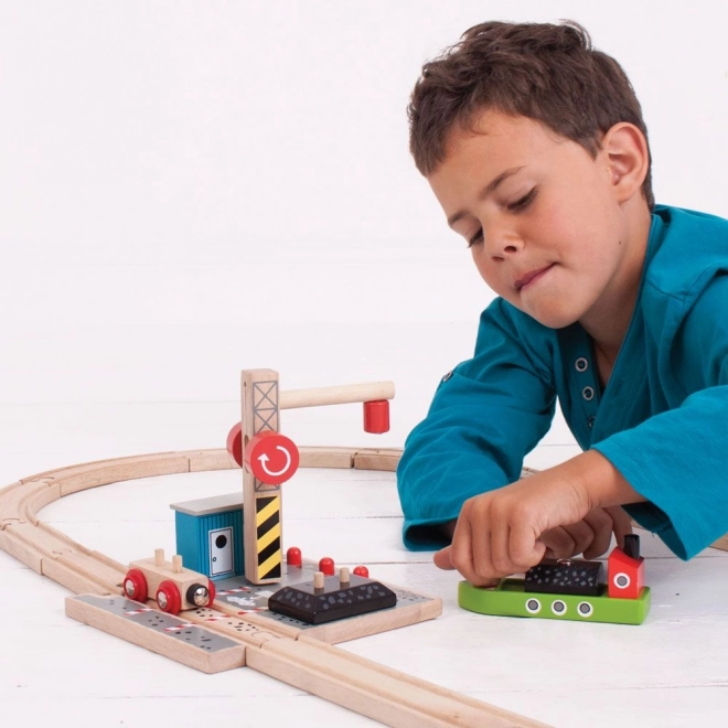 Bigjigs Rail Quai de charbons avec grue