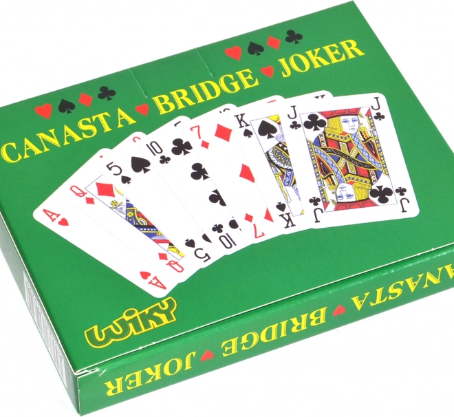 Jeu de cartes pour la Canasta dans une boîte en carton