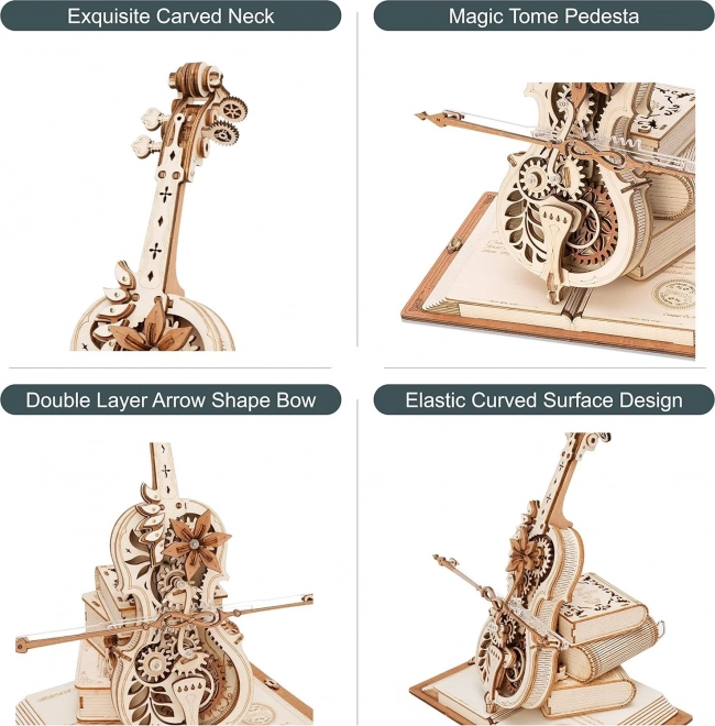 Casse-tête mécanique en bois RoboTime Violoncelle Magique (moteur électrique)