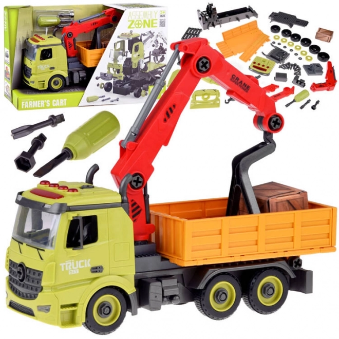 Camion de construction avec grue et benne basculante