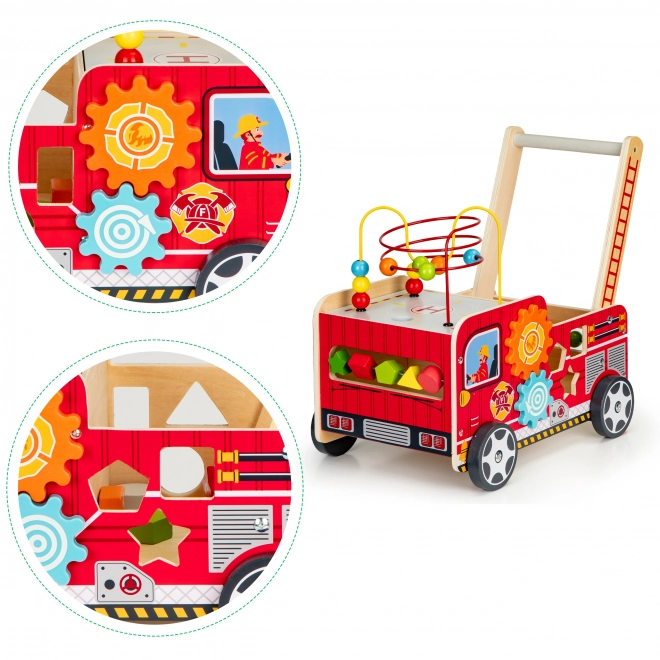 Chariot en bois éducatif avec blocs - Camion de pompier ECOTOYS