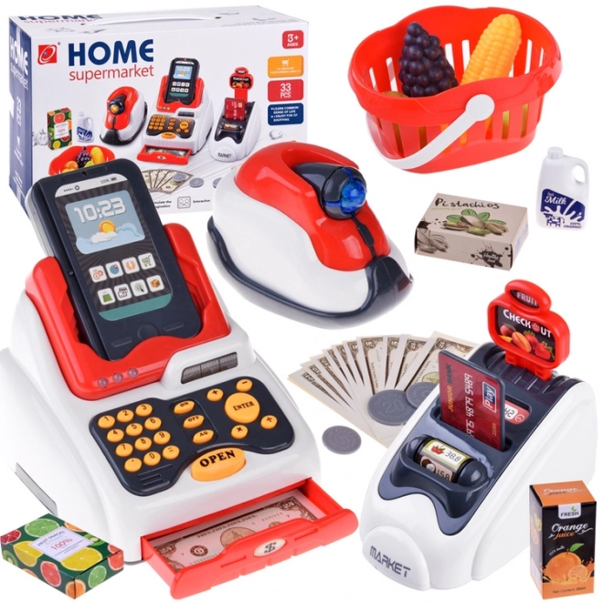 Ensemble caisse enregistreuse pour enfants avec terminal et scanner