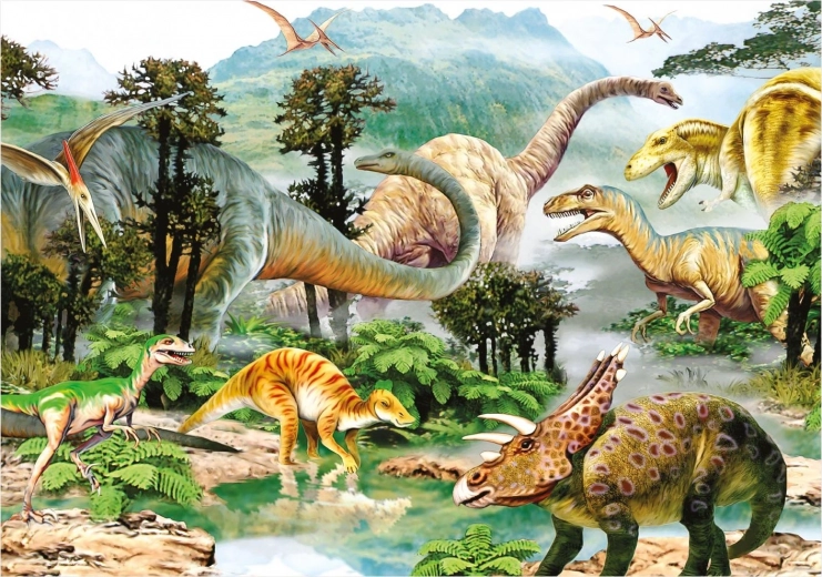 puzzle dino život dinosaurů 100 pièces XL