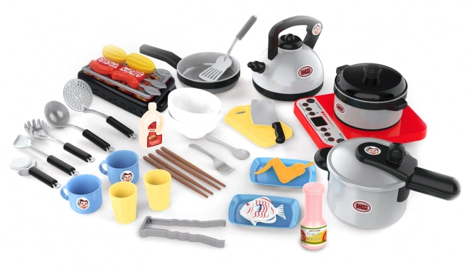 Set cuisine et barbecue pour enfants avec son et LED, 40 pièces