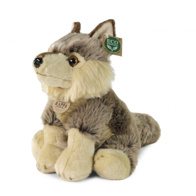 Loup en peluche assis 30 cm ÉCOLOGIQUE