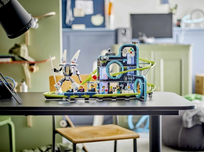 Montagnes russes au motif robotique futuriste