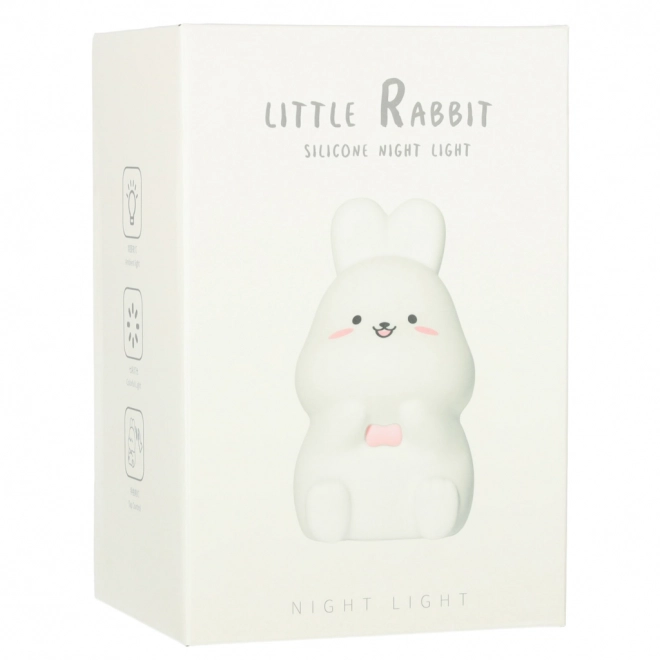 Lampe de nuit LED pour enfant en silicone Blanche avec lapin rose