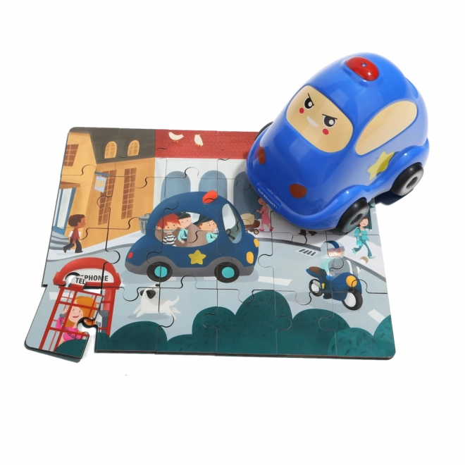 TOP BRIGHT Puzzle en bois avec jouet : Voiture de police 24 pièces