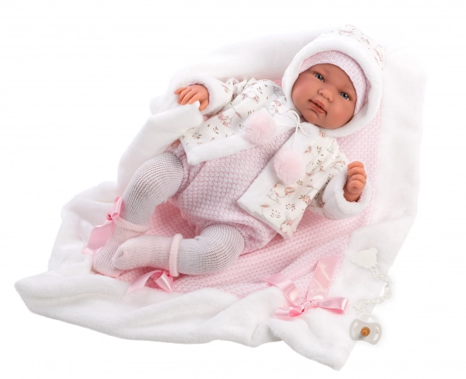 Poupée bébé réaliste avec sons et corps doux 44 cm