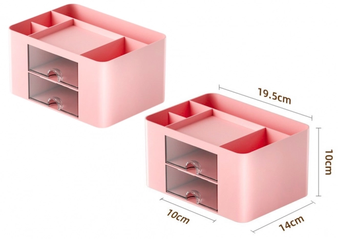 Organisateur de bureau rose avec tiroirs