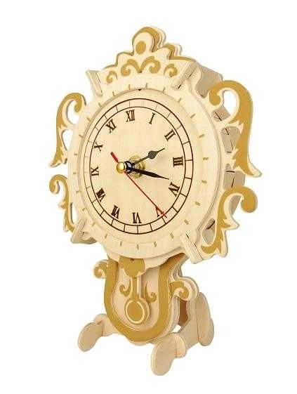 Puzzle 3D en bois horloge sur support
